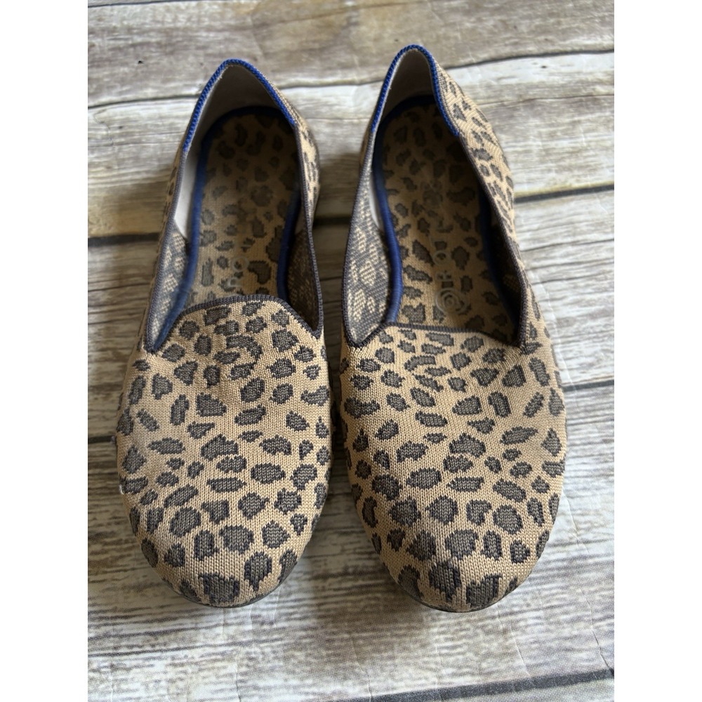 Rothys Little Cat Womens Shoes‎ Brown Textile Leopard Loafer Flat Slip On Sz 9